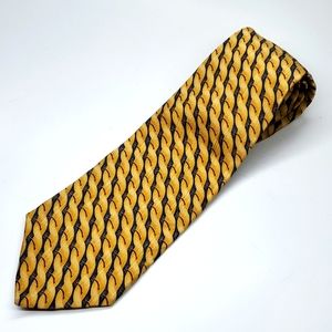 Bill Blass Yellow and Navy Blue Silk Tie